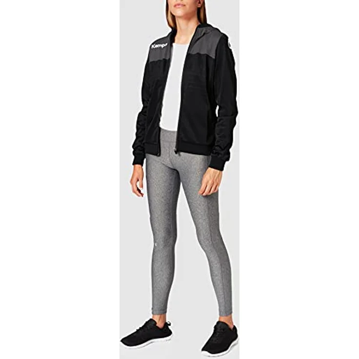 Kempa Emotion 2.0 Kapuzenjacke für Damen, schwarz, mit Reißverschlusstaschen und Rippstrick-Kapuze, Größe XL – Bild 2