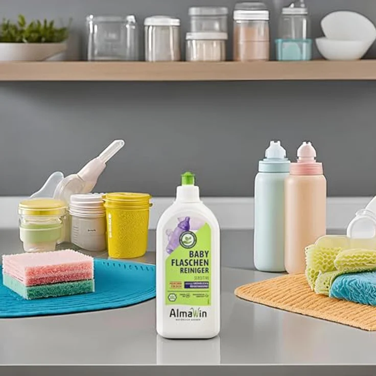 Almawin Babyflaschenreiniger 500ml, Sensitive Geschirrspülmittel mit natürlichen Wirkstoffen, parfümfrei – Bild 4