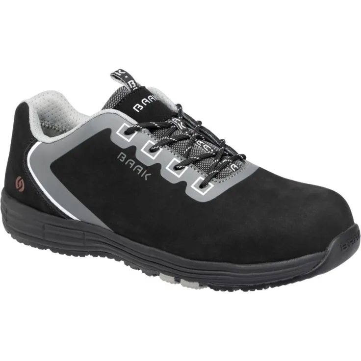 BAAK Halbschuh ROB S3 SRC ESD, Sicherheitshalbschuh aus Rindnubukleder, Gr. 36 mit ESD Softstep+ Einlegesohle und rutschfester Gummi-Laufsohle