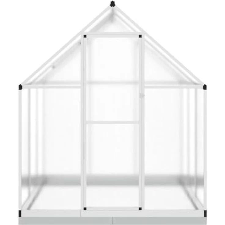 vidaXL Gewächshaus mit Fundamentrahmen Silbern 169x169x202 Aluminimum, wetterbeständiger Rahmen, UV-beständige Platten – Bild 3