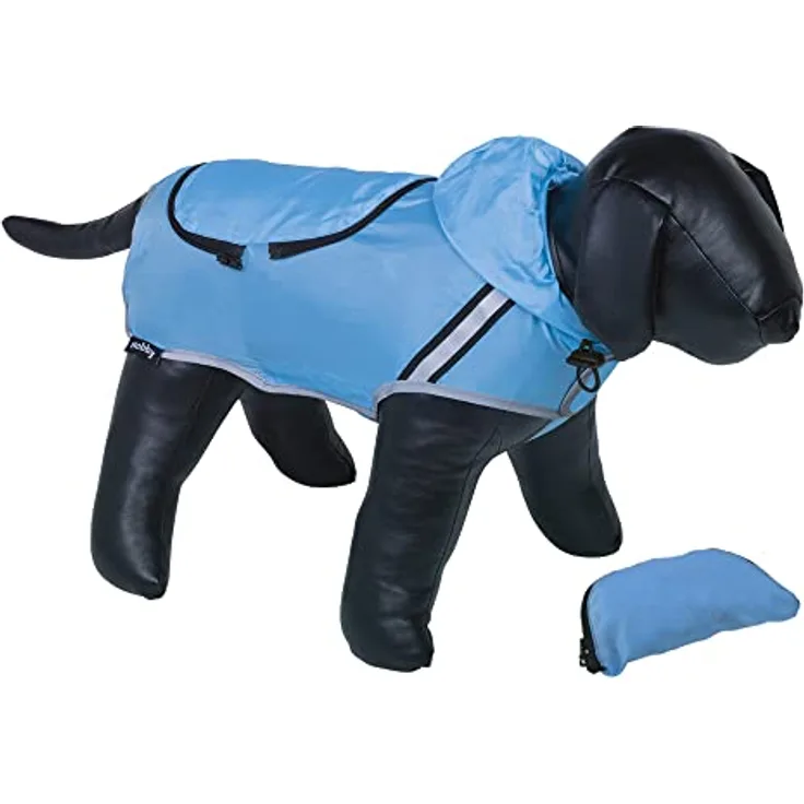 Nobby Hundemantel RAINY, hellblau 29 cm, wasser- und windabweisend mit Reflektorstreifen