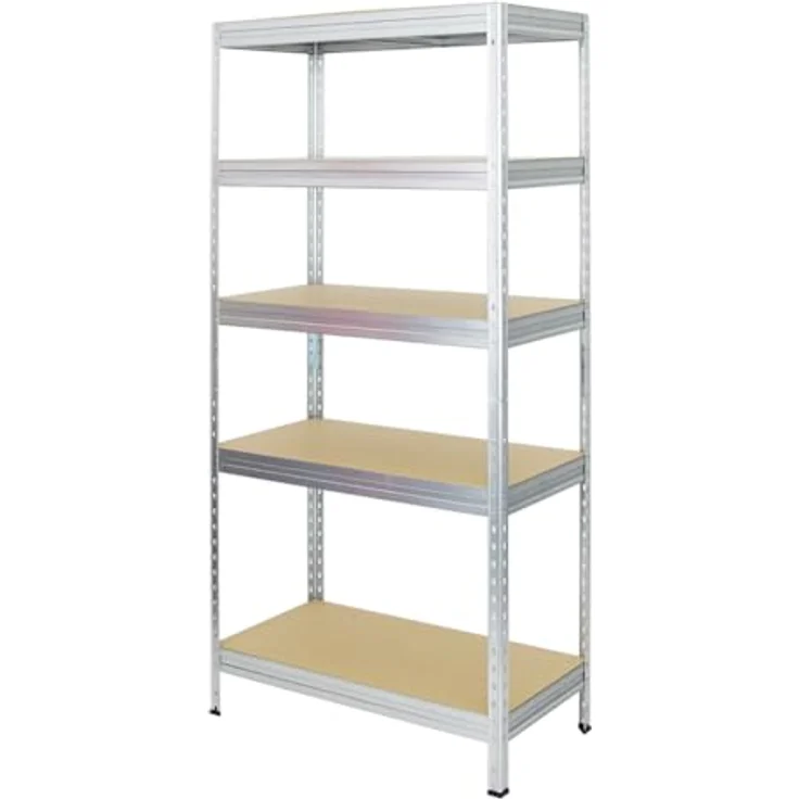Proregal Schwerlastregal Rivet, 180 x 90 x 45 cm, 5 verstellbare Böden, Traglast 250 kg pro Boden, verzinkter Stahl – Bild 7