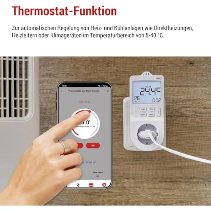 EMOS GoSmart 2in1 Steckdosenthermostat und Zeitschaltuhr mit App, digitaler Raumtemperaturregler für Heizung und Kühlung, Typ F Schuko, erhöhten Berührungsschutz, Sprachsteuerung mit Alexa und Google Assistant – Bild 3