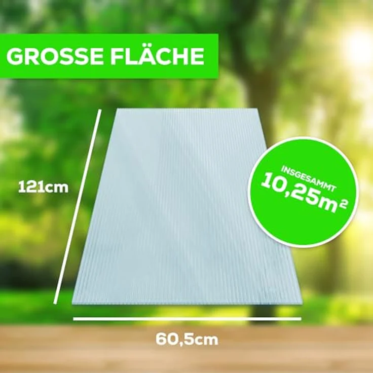 GARMIO® Hohlkammerstegplatten ACRI 6mm Gewächshausplatten 6mm 10,25 m² Doppelstegplatte 121x60,5 cm, UV-beständig – Bild 4