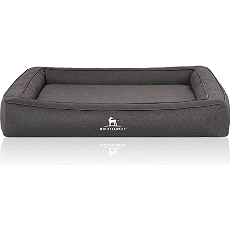 Knuffelwuff Orthopädisches Hundebett aus Velours mit Handwebcharakter Yukon XL 105 x 80cm Anthrazit – Bild 2