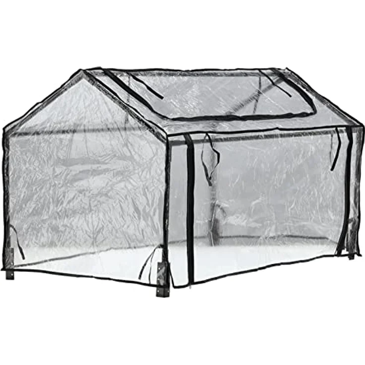 ECI PVC Gewächshaus 120x80x60 cm Paletten Foliengewächshaus Treibhaus Anzucht, schwarzes Metallgestell, UV-beständige Polyethylen-Folie – Bild 2