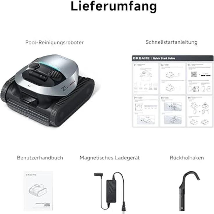Dreame Poolroboter Z1, Hightech-Poolerkennung & Pfadplanung, hohe Saugleistung, für Pools bis 180 – Bild 8