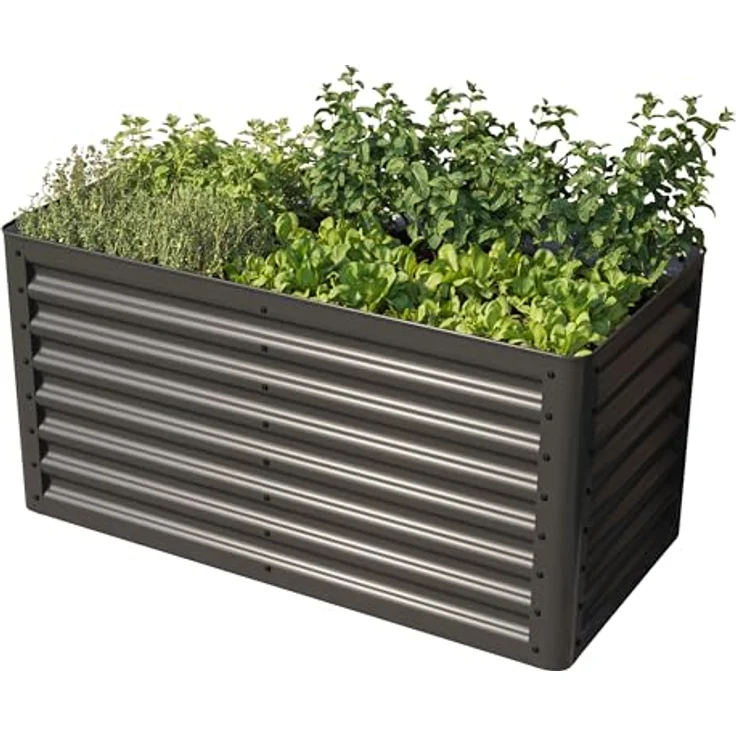 GFP PRIMEYARD Hochbeet LUCA anthrazit Stahlkonstruktion 120x60x60 cm, preisgünstig, edles Design, robuste Stahlkonstruktion, einfache Montage – Bild 1