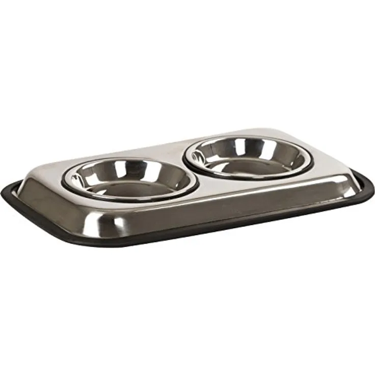Kerbl 81319 Edelstahlnapf Duo, 37 x 23 x 3 cm