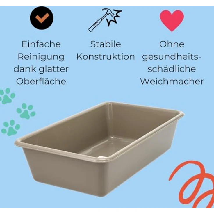 GarPet 2X Kat2x Katzentoilette offen Kitten Doppelpack Sparpaket, geruchsneutral, leicht zu reinigen, bräunlich-grau – Bild 3