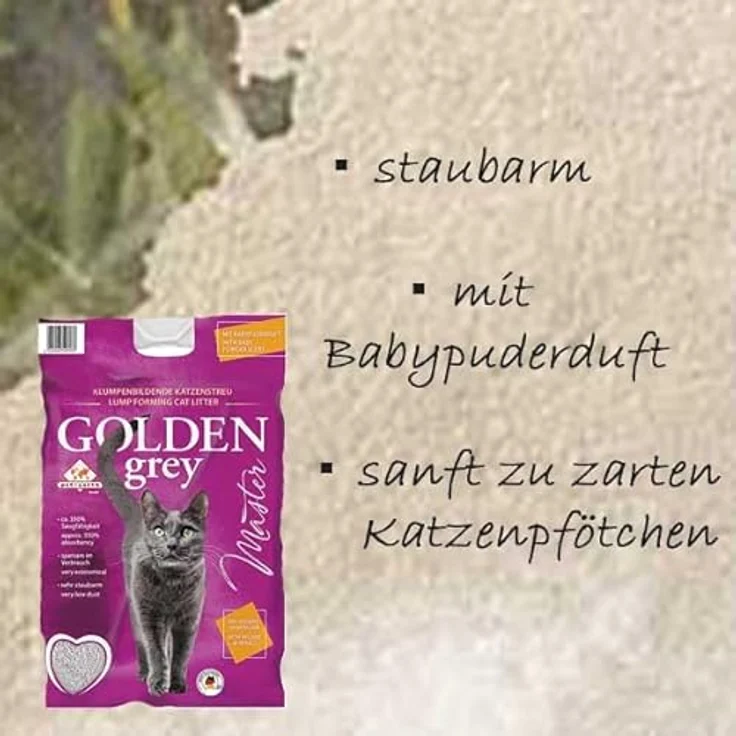 Golden Grey Master Katzenstreu mit Babypuderduft 14kg – Bild 3