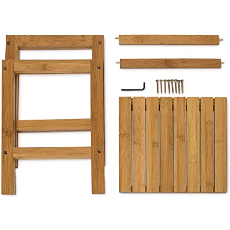 Relaxdays - Bambushocker H x B x T: 40 x 28 x 32 cm Badhocker aus hochwertigem Holz als universelles und dekoratives Accessoire als praktischer – Bild 6