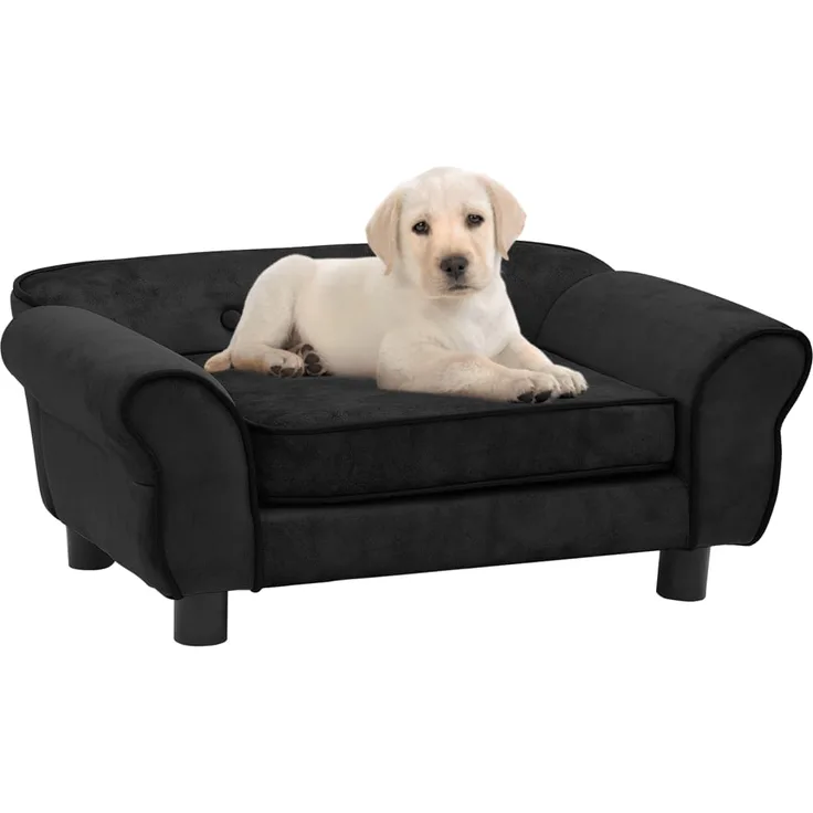 vidaXL Hundesofa Schwarz 72x45x30 cm Plüsch