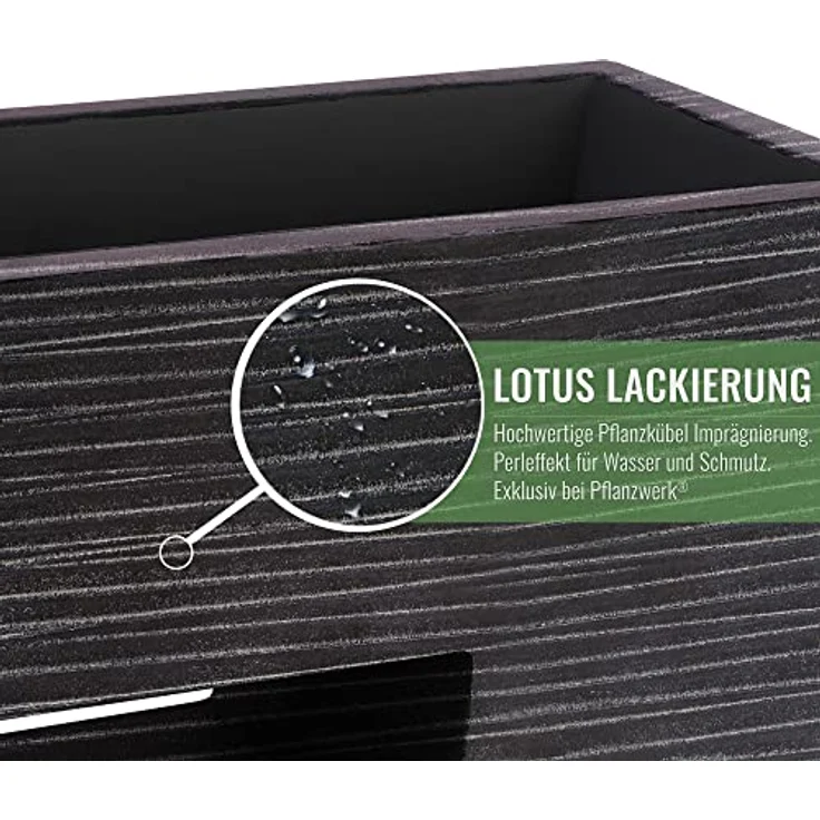 Pflanzwerk® VISTA Premium Hochbeet Pflanzkübel, Rechteckig aus Fiberglas mit Lotus-Effekt, Frostbeständig, Handgefertigt, 20-25 Liter – Bild 4