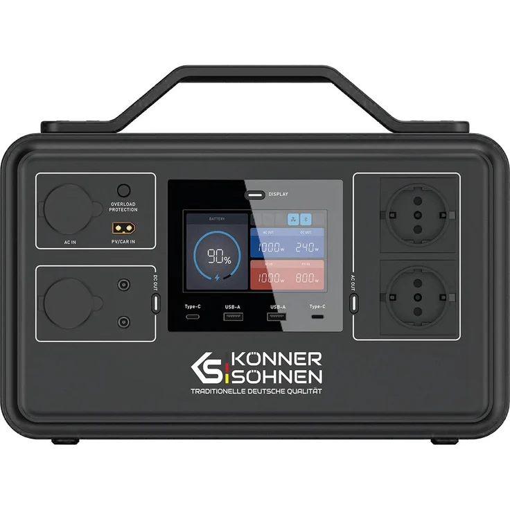 Könner & Söhnen Tragbare Powerstation KS 1200PS, 1200 W Nennleistung, LiFePO4 Akku, 1030 Wh, ideal für mobile Energieversorgung
