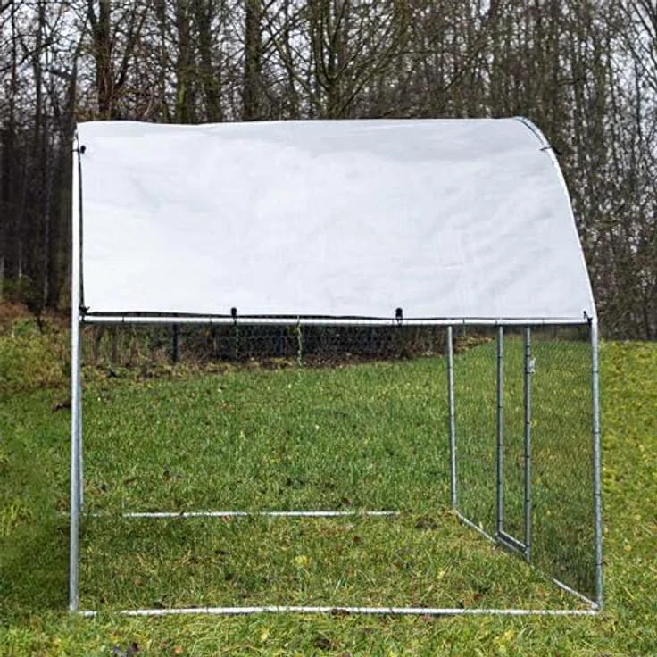 WilTec Fudajo XXL Freilaufgehege 2 x 2,95 x 2 m mit Sonnendach und galvanisierten Gitterstäben, Kleintiergehege in grün – Bild 2