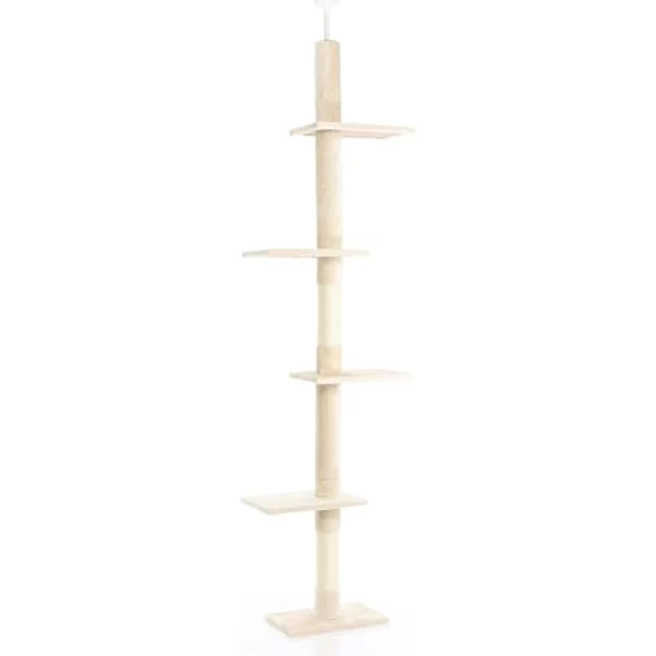 Fudajo Kratzbaum deckenhoch 230–276 cm in Beige, Katzenkratzbaum mit 4 Ebenen, höhenverstellbarer Deckenspanner, mit Sisal - Preisvergleich – Bild 4