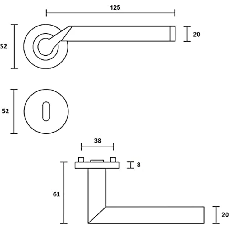 ck-türbeschläge Design Drückergarnitur Lightning | Messing poliert PVD/Edelstahl matt | Einfache Montage | Qualitäts-Schraubrosetten – Bild 2