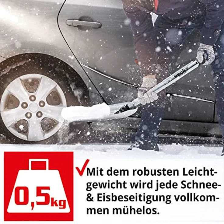 Hecht Schneeschieber 205 GT, Teleskop klappbare Auto-Schneeschaufel aus Aluminium, 20,5 cm Arbeitsbreite, 37 cm verstellbarer Stiel, ultraleicht und rostfrei, ideal für Pendler und Reisen – Bild 6