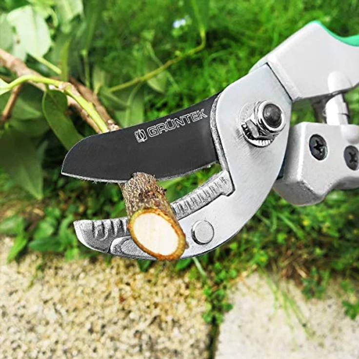 GRÜNTEK Gartenschere Amboss Pflanzenschere TUKANE 195 mm, SK5 Stahl, Antihaftbeschichtet, mit Soft-Touch-Griffen – Bild 7