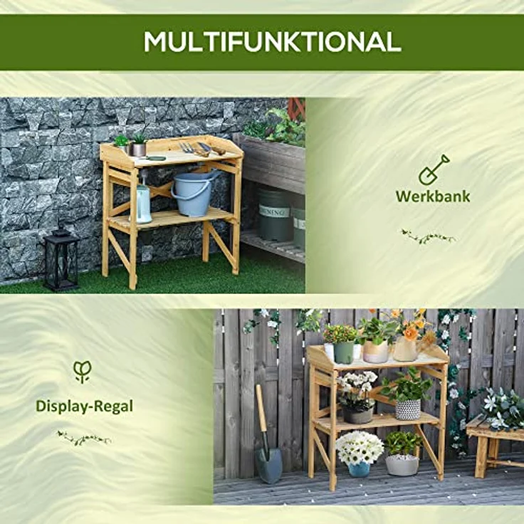 Outsunny Hochbeet sechseckig DIY Pflanzkübel Pflanzkasten aus Holz für Garten Balkon Natur 100 x 92 x 16 cm – Bild 5