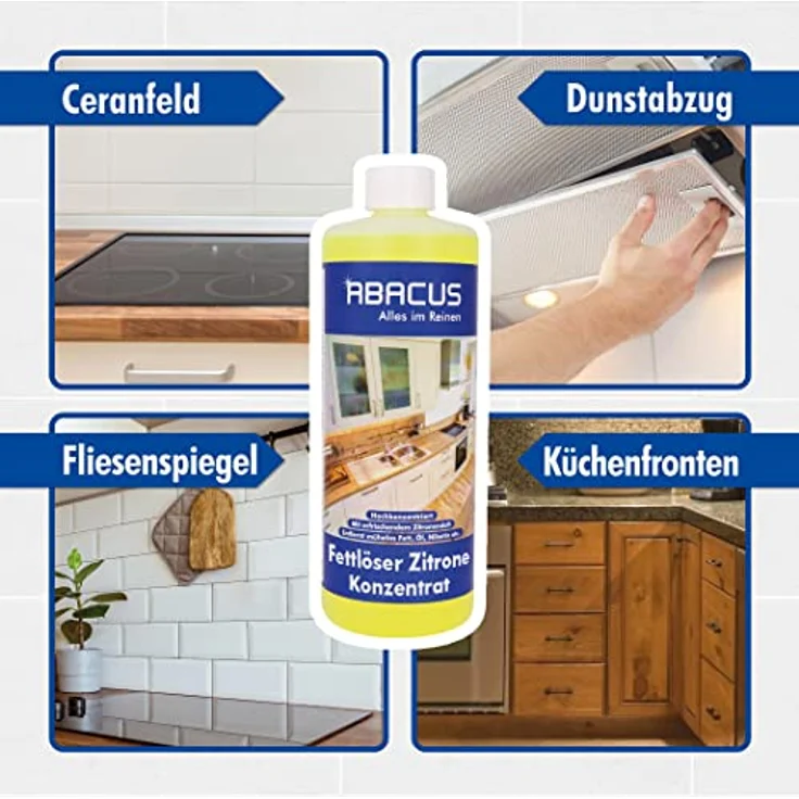 Fettlöser Zitrone Konzentrat, Zitronen Allzweckreiniger Konzentrat, Küchenreiniger, Kraftreiniger, Universalreiniger, Nikotinentferner – ABACUS Fettlöser Zitrone Konzentrat 2x 1000 ml (7699.2) – Bild 3