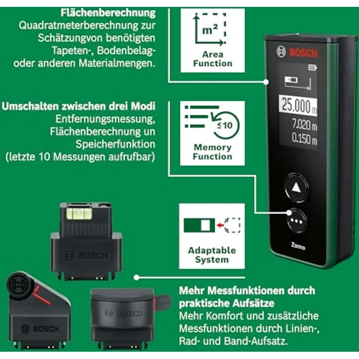 Bosch Home & Garden Zamo Set Laser-Entfernungsmesser mit Messbereich bis 25 m, IP54 - Preisvergleich – Bild 5