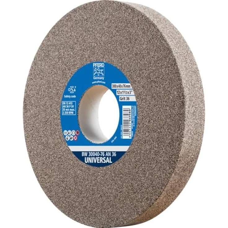 PFERD Schleifbockscheibe, 300x40x76mm, Ausführung UNIVERSAL, Korngröße 36, Normalkorund, 39009715 – Universelle Schleifscheibe mit hoher Standzeit für den Einsatz auf dem Schleifbock – Bild 2