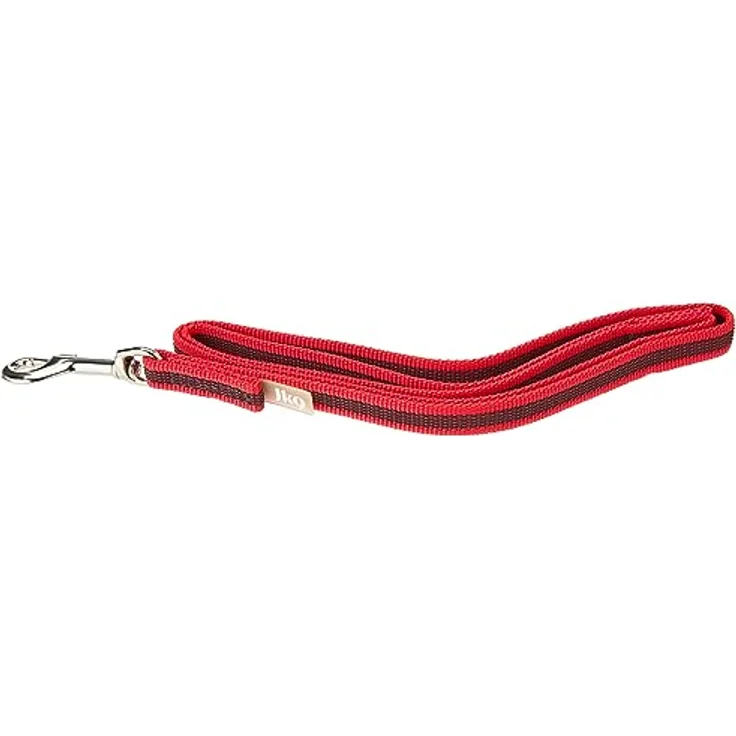 JULIUS K-9 IDC Color & Gray gumierte Leine, 14 mm x 1 m mit Schlaufe, Rot-Grau, strapazierfähiger Textilstoff, verstärkter Haltegriff – Bild 1