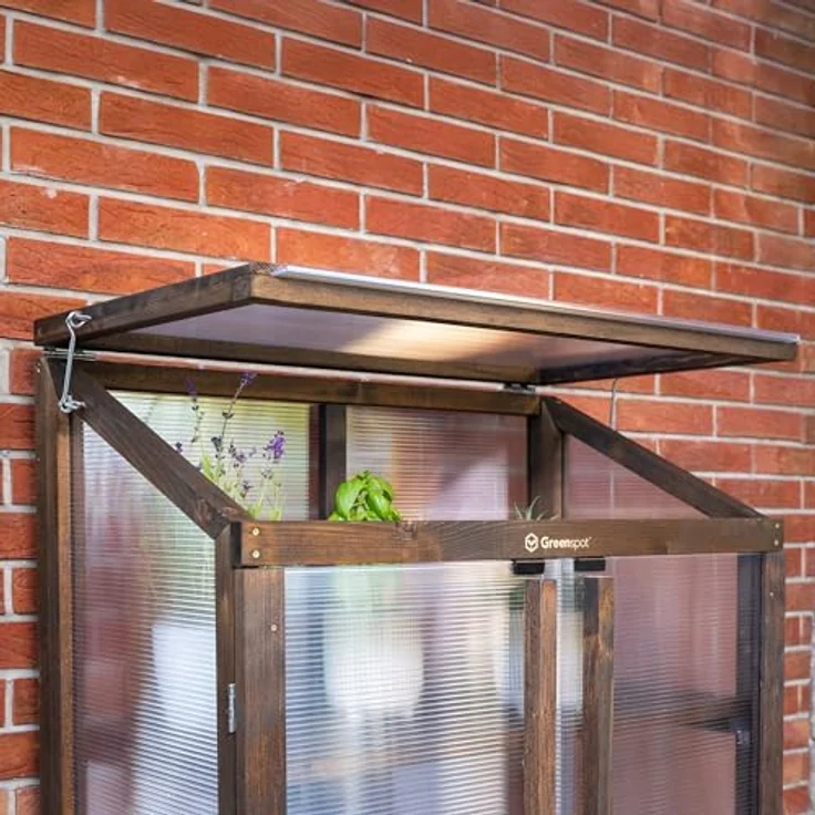 Greenspot Mini-Gewächshaus für Balkon und Terrasse, 80 x 42 x 120 cm, stabil mit 3 Regalen, Dark Rosewood – Bild 8