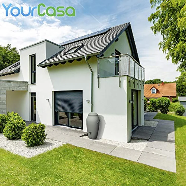 YourCasa Regentonne 210 Liter [Amphore Design] Regenfass Frostsicher - Grau – Bild 2