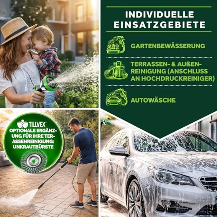 TRESKO Premium Gartenschlauch Flexibler Wasserschlauch dehnbarer Flexischlauch Grün 30m – Bild 6