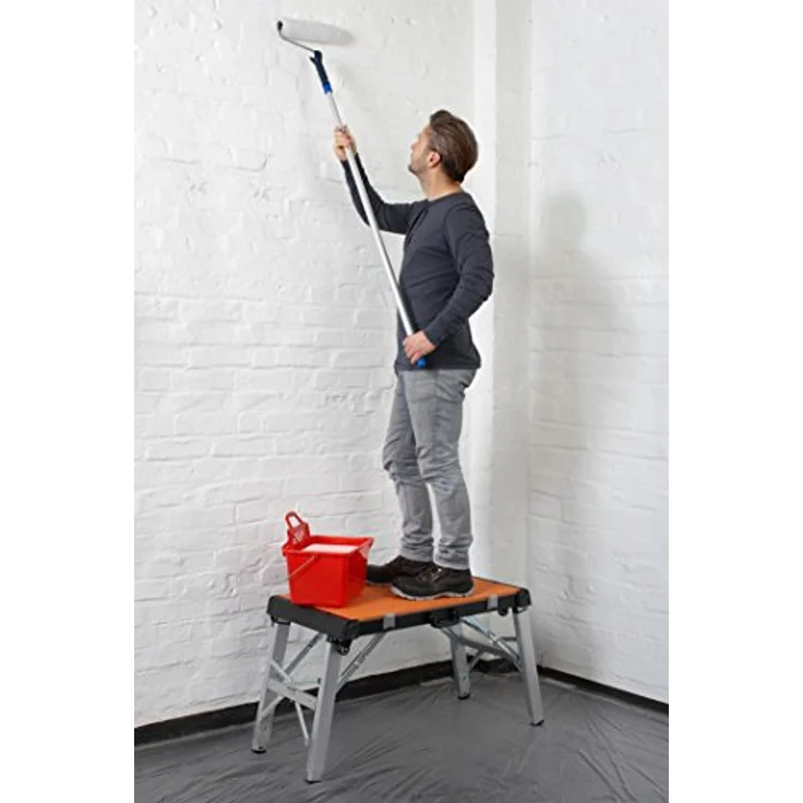 Meister Universal-Werkbank 4 in 1-Tritt-Hocker-Rollbrett-Transportroller-85 cm Arbeitshöhe-Mit Ablagefächern & wendbarer Arbeitsplatte-Höhenverstellbare Werkzeugbank-Werktisch - 9079620 – Bild 6