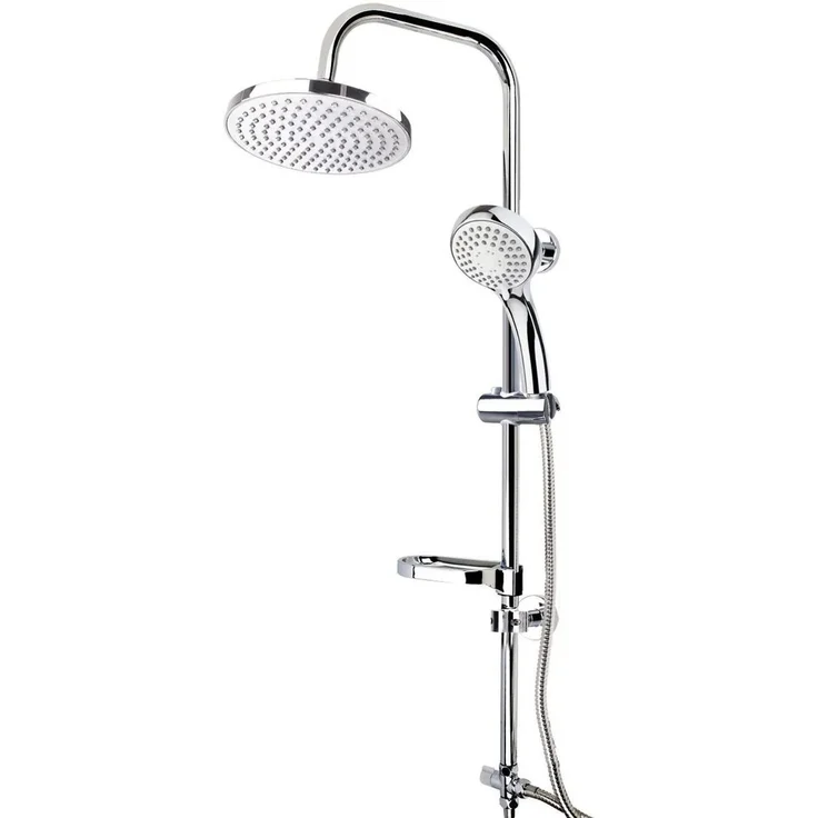 Euroshowers Duschsystem Flipper, Grau Chrom, 99 cm, mit Kopf- und Handbrause, inklusive 150 cm Duschschlauch