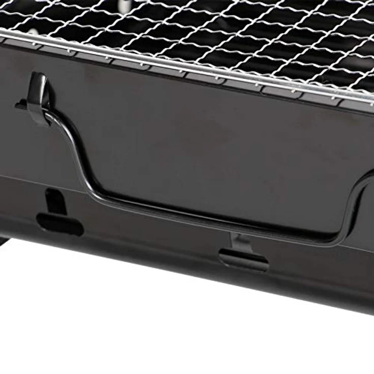 HAC24 Tragbarer BBQ Klappgrill Camping Grill Holzkohlegrill Holzkohle Minigrill Klappbarer Kohlegrill, Stahl, Schwarz – Bild 5