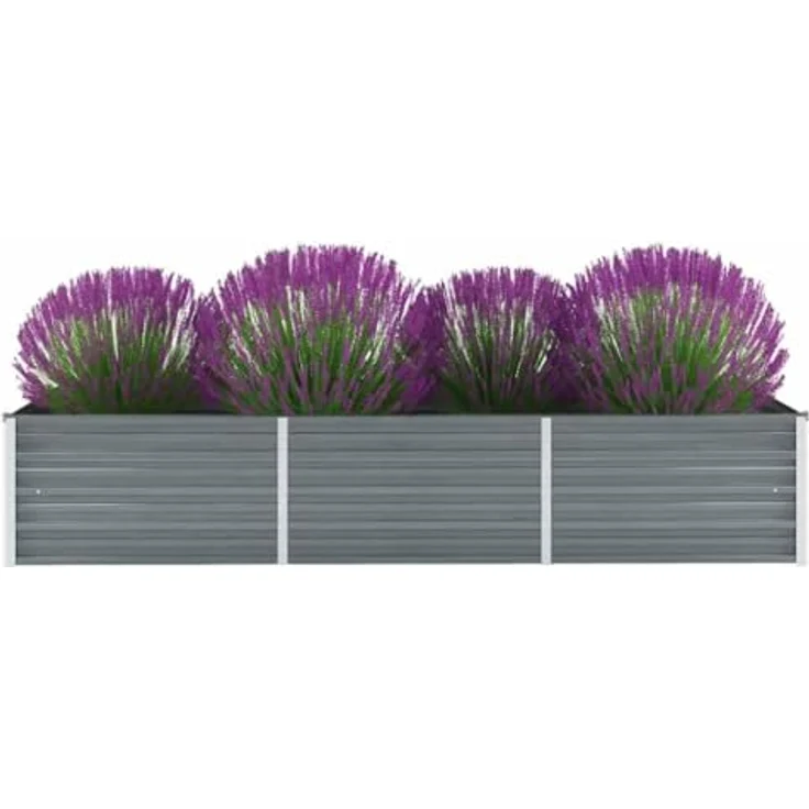 vidaXL Garten-Hochbeet Verzinkter Stahl 240x80x45 cm Grau – Bild 3
