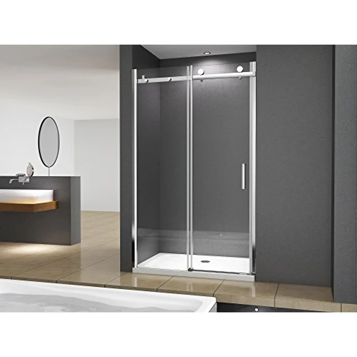 BuyLando Viktoria Nischendusche 145x195 cm mit Schiebetür, Klarglas und Silber Beschlägen – Bild 2