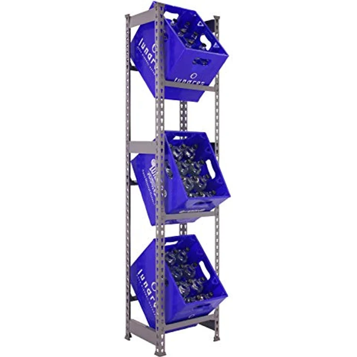 SIMONRACK Getränkekistenregal KIT SIMONBOTTLE 3 GRIS, grau, mit 3 Fachböden, Tragkraft bis 300 kg, 40 x 30 x 180 cm – Bild 1