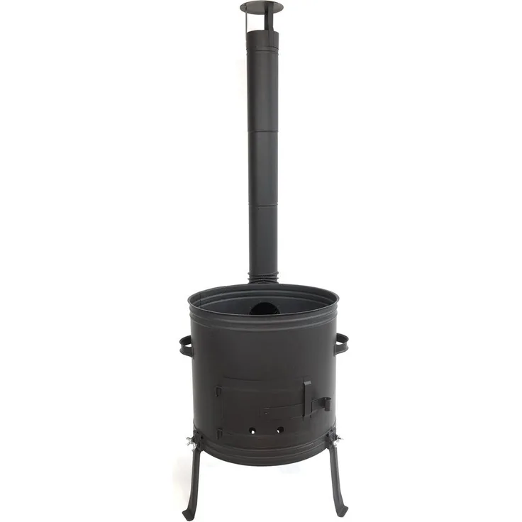 Grillplanet Holzkohlegrill Gulaschkessel Gulaschkanone 42 cm für 22L oder 30L, Set, Beine abnehmbar, leichter Transport, schwarz