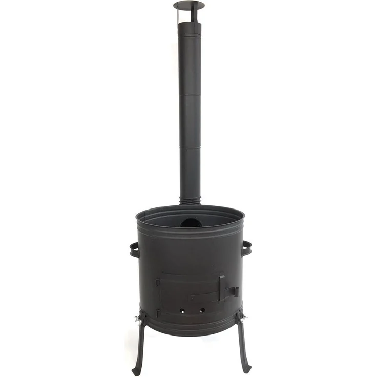 Grillplanet Holzkohlegrill Gulaschkessel Gulaschkanone 42 cm für 22L oder 30L, Set, Beine abnehmbar, leichter Transport, schwarz