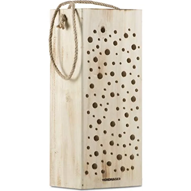 Windhager Wildbienennistholz, Nisthilfe Brutplatz Nistplatz, aus Massivholz, inklusive Schnur zum Aufhängen, braun, 8 x 12,5 x 30 cm, 06995