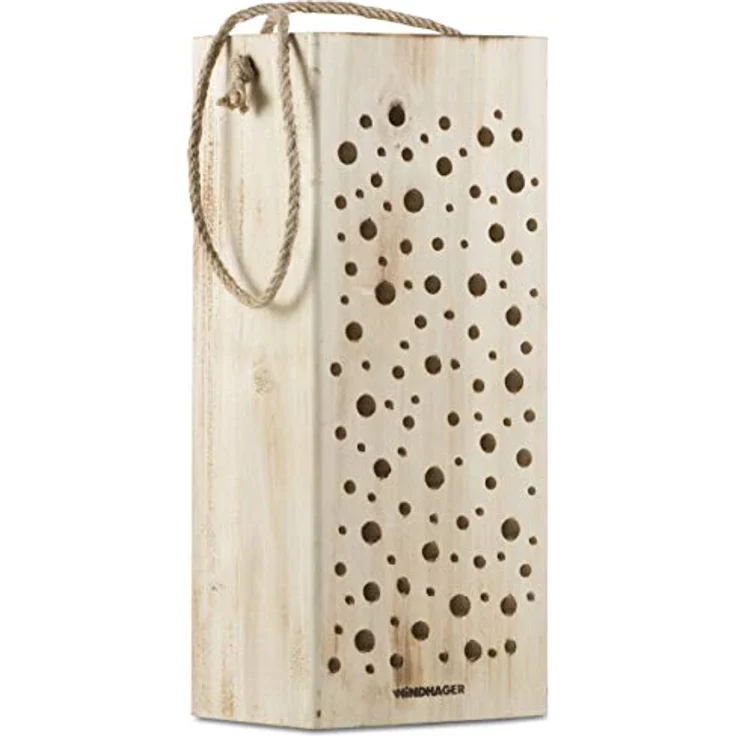 Windhager Wildbienennistholz, Nisthilfe Brutplatz Nistplatz, aus Massivholz, inklusive Schnur zum Aufhängen, braun, 8 x 12,5 x 30 cm, 06995 – Bild 1