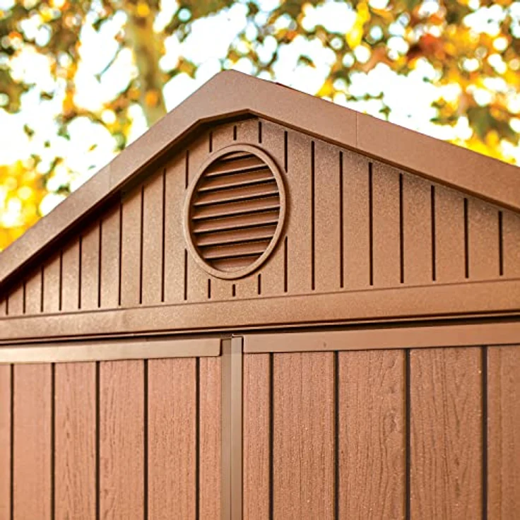 Keter Gerätehaus Darwin 6x6, Braun, Außenmaße 190x183x221cm, wartungsfrei, wetterfest, wasserdicht, mit Unterboden – Bild 5