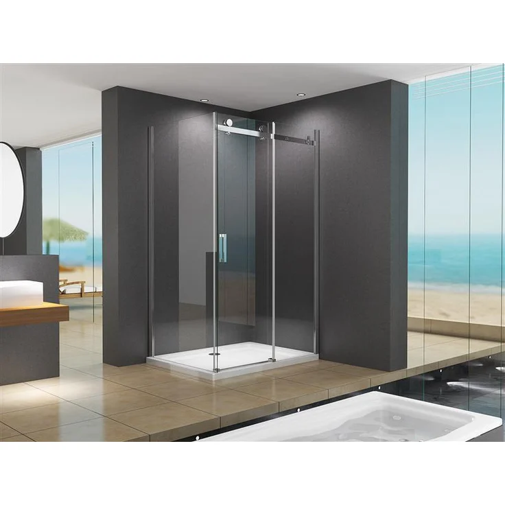 BuyLando Ela, 100x90x195 cm Eck Duschkabine mit Schiebetür, rahmenloses Design, ESG-Sicherheitsglas, platzsparend, einfache Reinigung