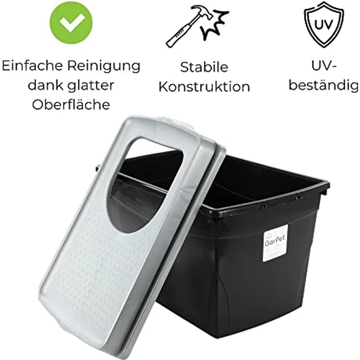 GarPet XXL Hop-In Katzenklo Katzentoilette Top Entry Jump-In Haubentoilette Groß Einstieg Oben Katzen WC Klo schwarz – Bild 5