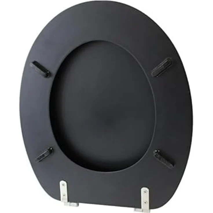 MSV WC-Sitz Cleo, MDF mit feuchtigkeitsresistenter Beschichtung, schwarz matt, 45 cm x 37 cm x 5,6 cm – Bild 2