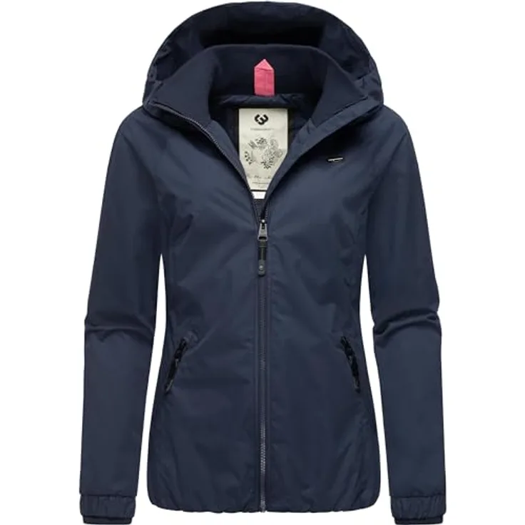 Ragwear Dizzie, Damen Jacke, wasserdicht und winddicht, gefütterte Kapuze, blau, L