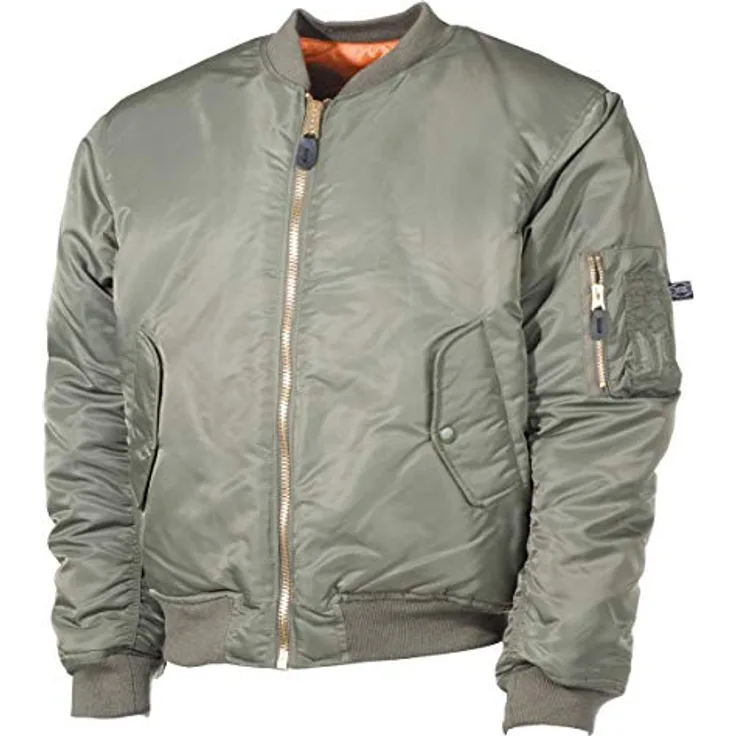 MFH US MA1 Fliegerjacke - OD Green Größe M, Leichte Jacke für kaltes Wetter, klassischer US Airforce Stil