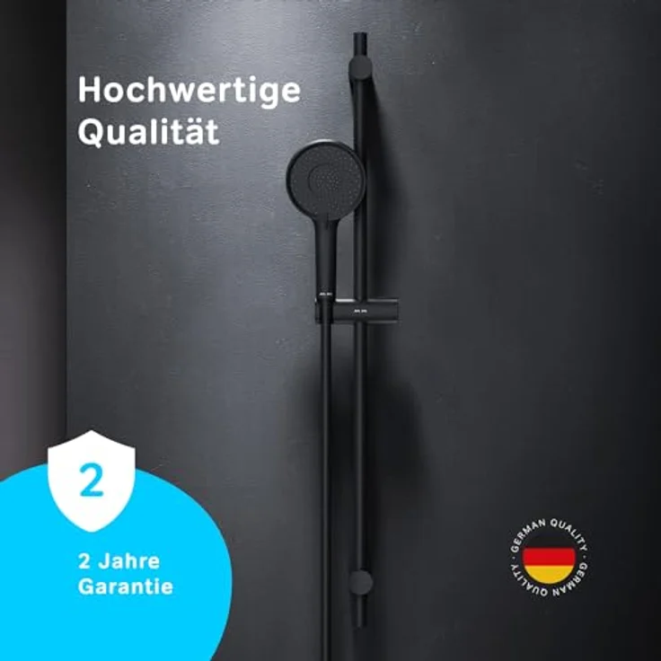 AM.PM X-Joy Duschgarnitur, Duschstange mit höhenverstellbarer Handbrause Ø 120 mm, 3 Strahlarten, Antikalk-Duschkopf mit 175 cm Schlauch, Schwarz – Bild 3