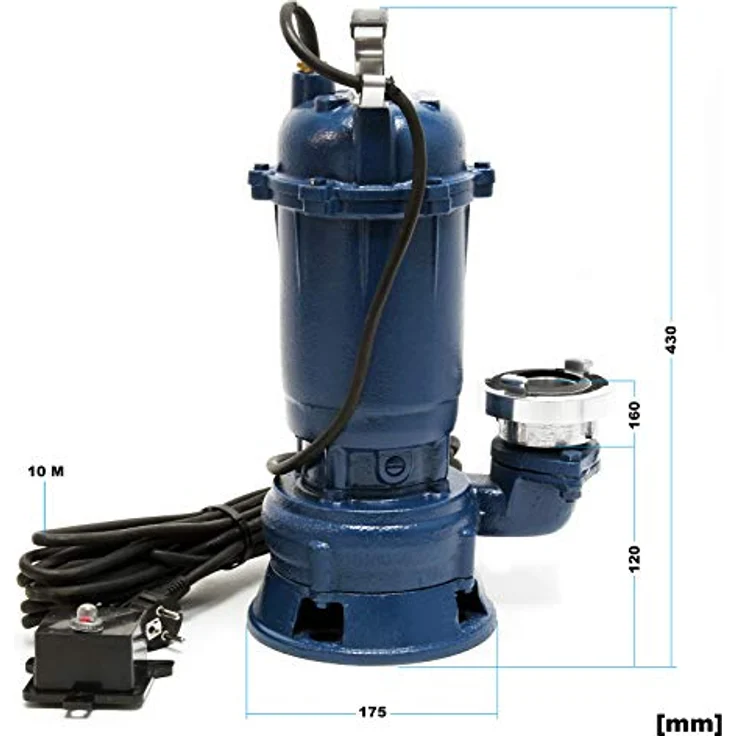 Wiltec XPOtool Schmutzwasserpumpe 1500W Tauchpumpe mit 22800l/h Fördermenge inkl. 20m Schlauch, robuste Konstruktion in Schwarz – Bild 3
